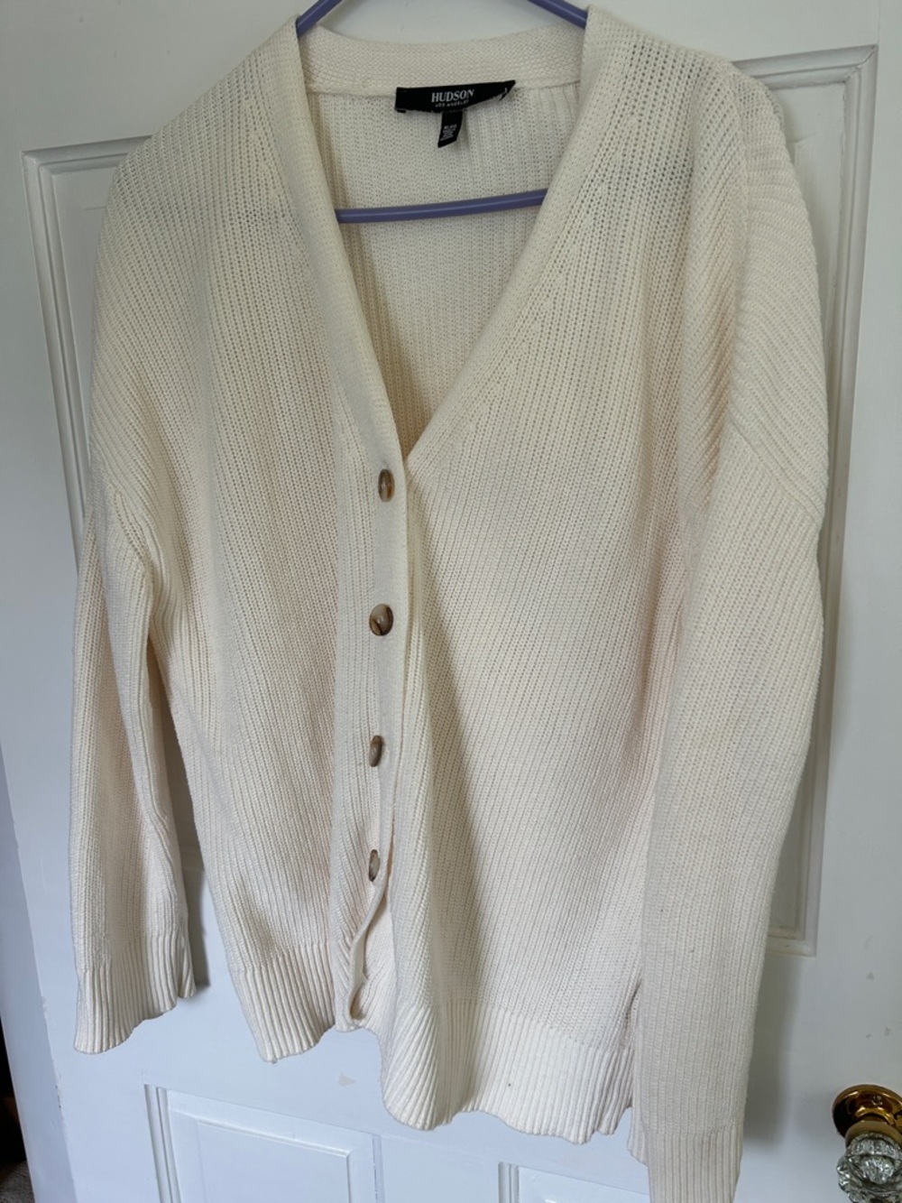 Hudson Jeans Ivory Button-Front V-Neck Cardigan